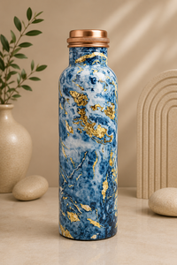Floral Enamel Copper Water Bottle Handcrafted Designer Printed Ayurvedic <b>Drinkware</b> Reusable Leakproof Decorative Copper Bottle - Product Image 3