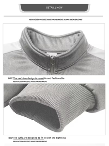 Men's Casual Two-Piece Sportswear <b>Set</b> Black Zip-Up Top Pants Fleece-Lined Elastic Waistband Regular Fit Front Winter - Product Image 4