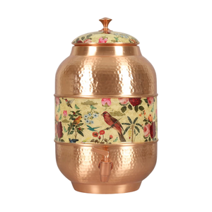 Handmade Pure <b>Copper</b> Water Dispenser 5L Antique Etching Conical Matka With Brass Tap For Home & Office Eco-Friendly Ayurvedic - Product Image 4