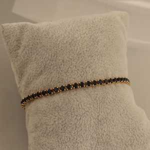 Pulsera delicada de ónix negro, plata de ley 925, chapada en oro de 14 quilates, con circonita cúbica, joyería fina para mujer - Product Image 6