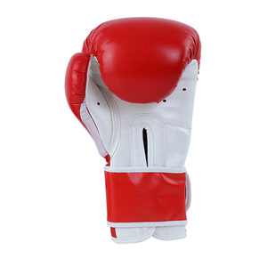 Best Selling Kick Boxing Gloves Red And White Color Fighting Gears Punching Bag PU Boxing Gloves With Velcro <b>Strap</b> Closure - Product Image 3
