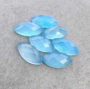 Calcedoine bleue taille marquise à coupe damier, pierre précieuse calibrée, pierre libre pour la fabrication de bijoux, bagues, pendentifs et fournitures d'artisanat - Product Image 2