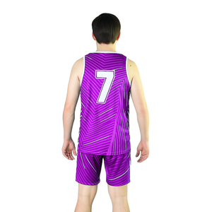 ชุดบาสเก็ตบอลแบบซับลิเมชั่นขายส่ง OEM พร้อมโลโก้สั่งทำ เสื้อและกางเกงขาสั้น ชุดกีฬาทีม ระบายอากาศได้ดี - Product Image 4