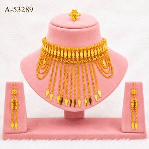 Golden Tassel Gold Plated <b>Choker</b> Necklace Set with Drop Earrings Bohemia Style Women's Alloy Zircon Jewelry Party A-53289 - Product Image 1