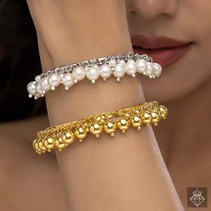 Juego de 2 pulseras de perlas antideslustre PRAO Diseño de brazalete elegante para una belleza duradera - Product Image 3