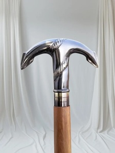 Antique Bronze Walking Cane With <b>Black</b> Nickel Plated Irregular Handle <b>Polished</b> Finish Business Gift - Product Image 3