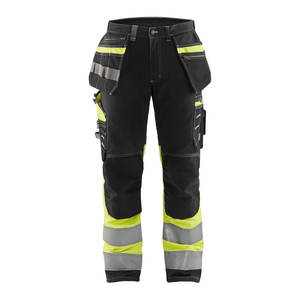 RICSA INTERNATIONAL Men's <b>Black</b> Hi Visibility Reflective Polyester CE Certified <b>Work</b> <b>Pants</b> Multiple Pockets Reinforced Knees for - Product Image 1
