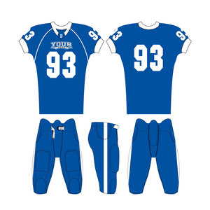 Maillot de football américain personnalisé sublimé bleu col en V manches courtes anti-humidité ajusté uniforme adulte homme toutes saisons - Product Image 1