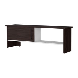 ตู้วางทีวีสีวอลนัทและสีขาว พร้อมบานประตูและช่องเก็บของแบบเปิด - Product Image 3