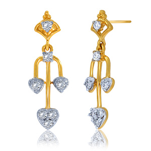 14K Gold Plated Heart Lab Grown <b>Diamond</b> <b>Dangle</b> <b>Earrings</b> for Women Luxury Bridal Wedding Fashion Jewelry - Product Image 2