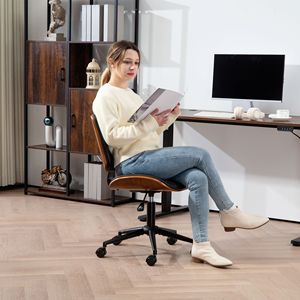Silla de Oficina en Cuero PU Negro con Ruedas, Altura Ajustable y Giro de 360° para Lectura - Product Image 2