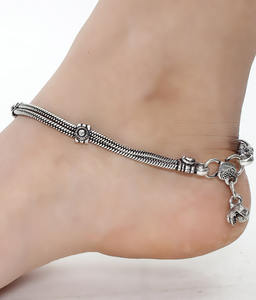 Heavy Bohemian 925 Sterling <b>Silver</b> Anklet <b>Bracelets</b> With Bell <b>Charms</b> Foot Jewellery With Detailing Work Anklet for Women - Product Image 2