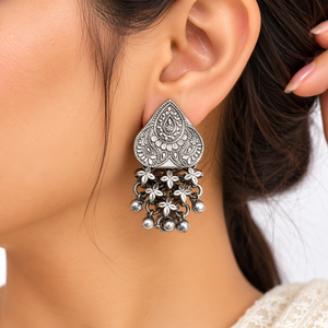 Boucles d'oreilles lustre plaqué argent antique de haute qualité, prix de gros, bijoux ethniques bohèmes tendance pour femmes, livraison rapide directe - Product Image 1