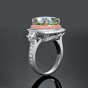 Anillo de Compromiso Clásico Unisex AMBER JEWELS con Diamante Cultivado en Laboratorio de Corte Cojín, Certificado IGI, Engaste de Garras, Chapado en Oro Rosa - Product Image 2