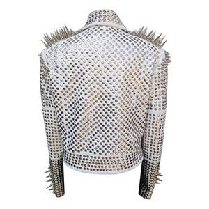 Faux leather studded jacket with <b>studs</b> customized design women jackets - Product Image 2