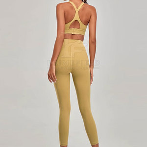 Conjunto de Yoga para Mujer Más Vendido, de Alta Calidad, Sólido, Transpirable, con Logotipo Frontal, 2 Piezas, Spandex/Nylon, Personalizable, Venta al Por Mayor - Product Image 2