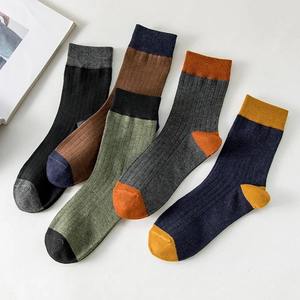 Men's Crew <b>Socks</b> Solid Brown Knitted Breathable Daily Wear Autumn Season Standard <b>Thickness</b> - Product Image 6