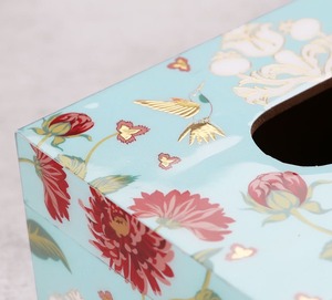 Caja de pañuelos de madera estilo rústico con estampado, estuche decorativo para guardar pañuelos faciales para el hogar, sala de estar, dormitorio, oficina, mesa - Product Image 2