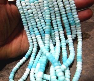 Perles d'opale bleue péruvienne naturelle, rondes, lisses, taille 5-6 mm, brin de 8 pouces de long - Product Image 3