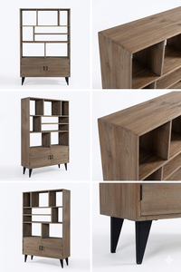 Lily Modern <b>Solid</b> <b>Wood</b> Eco-Friendly <b>Bookcase</b> with Natural Finish for Home Hotel & Farmhouse Interior Projects - Product Image 5
