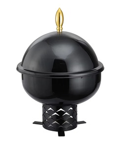 Recipiente para buffet de metal con revestimiento negro y dorado que garantiza una calidad de comida consistente y una distribución de calor confiable. - Product Image 6
