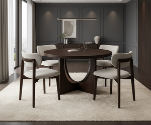 Table basse moderne avec 4 chaises en bois de caoutchouc et chêne, design durable et léger, garantie 1 an, ensemble compact pour salon - Product Image 5