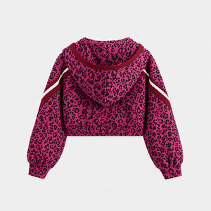 Women's <b>Pink</b> Leopard Print 2 Piece Contrastline Premium <b>Tracksuit</b> Set Cropped Hoodie Casual Streetwear Jogger For Women Wear - Product Image 4