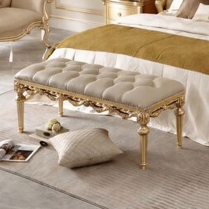 Premium European Classic Mahogany Wood <b>Bed</b> Set Luxury Tufted Bedroom Furniture with Bench and Nightstand Collection - Product Image 5