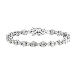 Pulsera de tenis de lujo de platino con diamantes cultivados en laboratorio, estilo serpiente y engaste de garras, corte marquesa - Product Image 1
