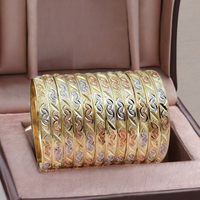 Bracelets en or plaqué trois tons en gros, bracelets en or multicolores, bijoux de mode, ensemble de bracelets trois tons, ensemble de bracelets tricolores