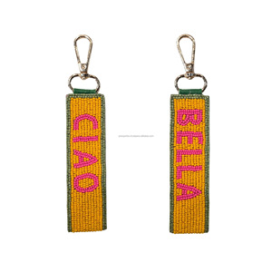 Handmade Beaded Keychain Strap Custom Letter Wristlet Bag Charm Seed Bead Key Holder Fashion Purse Accessory Eco-Friendly - Product Image 1
