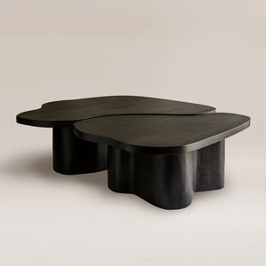 Elegante Juego de Mesas de Centro Encajables de Madera de Teca Sólida con Acabado Oscuro, Mesa de Centro Moderna y Orgánica para el Hogar y Hoteles - Product Image 5
