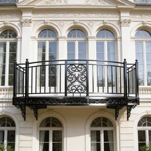 Victorian-style wrought iron balcony railing; rust-resistant,<b>wall</b>-<b>mounted</b> design; easy to assemble; suitable for outdoor spaces - Product Image 4