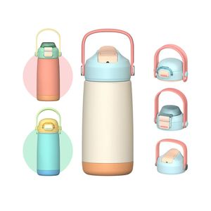 Vaso Térmico de Acero Inoxidable de 14oz con Asa y Pajita Antipolvo, Botella Aislada a Prueba de Fugas para Actividades Escolares de Niños - Product Image 1