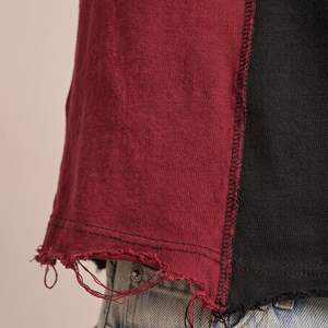 Men's Oversized Long Sleeve Knitted T-Shirt V-Neck Street Style Double <b>Layer</b> <b>Top</b> Heavyweight Double <b>Layer</b> Long Sleeve Shirts - Product Image 5