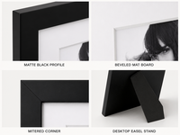 Cadre photo en MDF noir sur mesure avec passe-partout blanc pour affichage sur bureau, mur de galerie, décoration intérieure