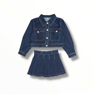 Ensemble en jean pour femme de haute qualité, respirant, décontracté et tendance, composé d'un haut et d'une jupe en jean - Product Image 1