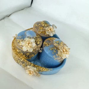 Bohemian Resin spice Storage Jars With lids cylinder containers For Wedding condiments storage Dry Fruits Vanity Tray - Product Image 2