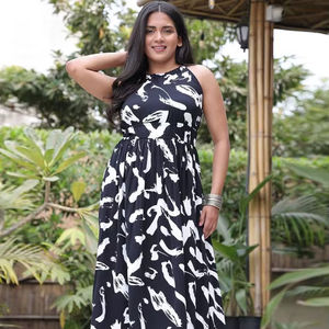 Vestido Midi Elegante con Adornos Hechos a Mano, Ecológico, con Diseño de Capas Ligeras y Fluidas para Eventos Formales de Noche - Product Image 1