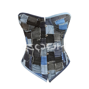 Top corset en denim patchwork sur mesure - Product Image 3