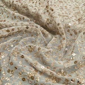 Luxury Heavyweight Embroidered <b>Sequin</b> Fabric Wave Design Mesh Lace <b>Material</b> for Evening Gown Wedding Dress Couture Apparel - Product Image 5