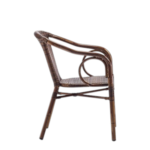 <b>Stackable</b> <b>Outdoor</b> Rattan Tulip Cafe <b>Chair</b> – Woven Garden Dining <b>Chair</b> - Product Image 3
