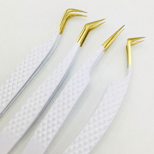 Custom Gold Stainless Steel <b>Eyebrow</b> Tweezers Set Slanted Tip White Grip Eco-Friendly Design Fashion Modern <b>Eyebrow</b> <b>Hair</b> <b>Removal</b> - Product Image 5