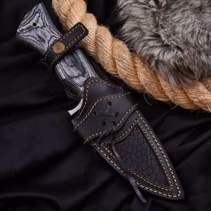 Cuchillo Zombie de Acero de Damasco, Hoja de Punta Caída, Mango de Madera, Hecho a Mano, Cuchillo de Supervivencia para Exteriores - Product Image 5