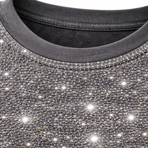 T-shirts personnalisés imprimés de strass sur toute la surface, style hip-hop tendance, épaules tombantes, coupe ample, 100% coton lourd, pour hommes - Product Image 3