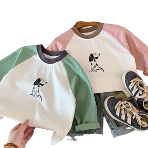 T-shirt personnalisé pour enfants, color block, 2-8 ans, garçons, été, 100% coton, col rond, écologique, décontracté, manches courtes, OEM, vente en gros - Product Image 5