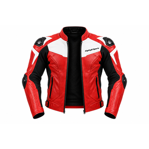 Chaqueta de cuero personalizada para carreras de motos con armadura protectora aerodinámica y paneles perforados. - Product Image 3