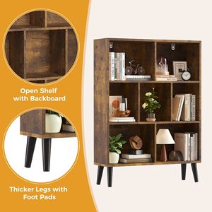 Étagère à livres en bois à 3 niveaux, bibliothèque ouverte autoportante avec pieds, organisateur de rangement pour chambre à coucher et salon - Product Image 4