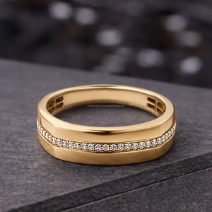 Men's Round Cut Moissanite Diamonds Wedding Band Hip Hop Style Wide Channel <b>Set</b> Engagement <b>Ring</b> 925 <b>Sterling</b> <b>Silver</b> Jewelry - Product Image 1