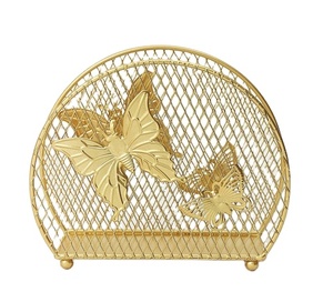 Creative 2 Slot Iron Napkin <b>Holder</b> with Round Base Rose Gold Copper Paper Dispenser Stand for <b>Kitchen</b> Countertop Napkin <b>Holder</b> - Product Image 1